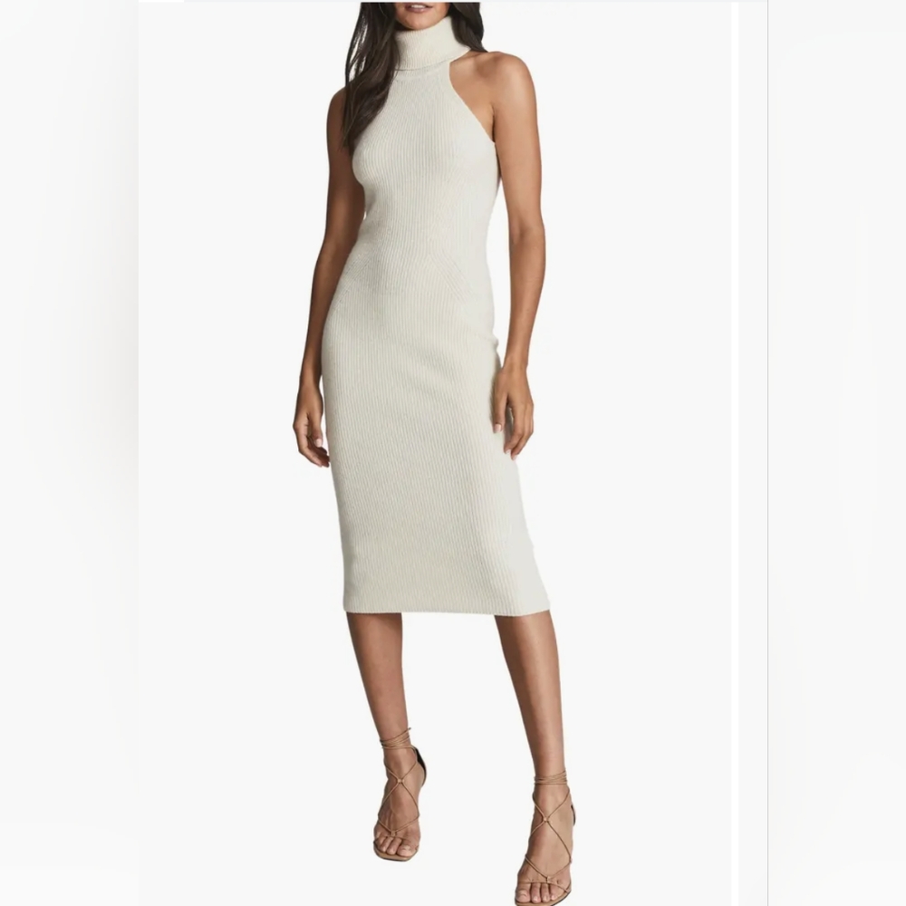 Reiss Cashmere Wool Turtleneck Sleeveless Sweater Dress Size M